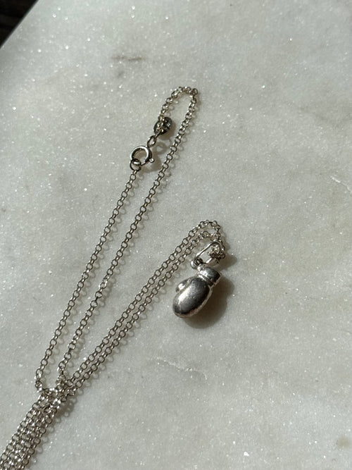 Boxing Glove Sterling Necklace 17.5”