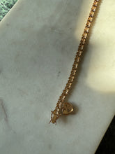 Load image into Gallery viewer, Dangle Heart Gold Vermeil Bracelet 7”
