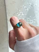 Load image into Gallery viewer, Blue Glass Gold Vermeil Ring Size 7
