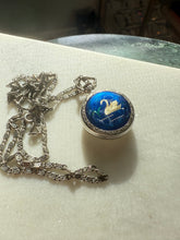 Load image into Gallery viewer, Antique Sterling Silver Enamel Swan Necklace
