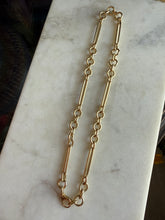 Load image into Gallery viewer, Italian Trombone Link 14k Gold Chain 17”
