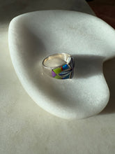 Load image into Gallery viewer, Artisan Signed Opal &amp; Mother of Pearl Sterling Silver Ring Size 10
