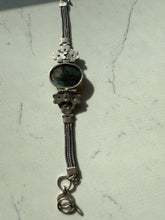Load image into Gallery viewer, Vintage Floral Labradorite Sterling Toggle Clasp Bracelet
