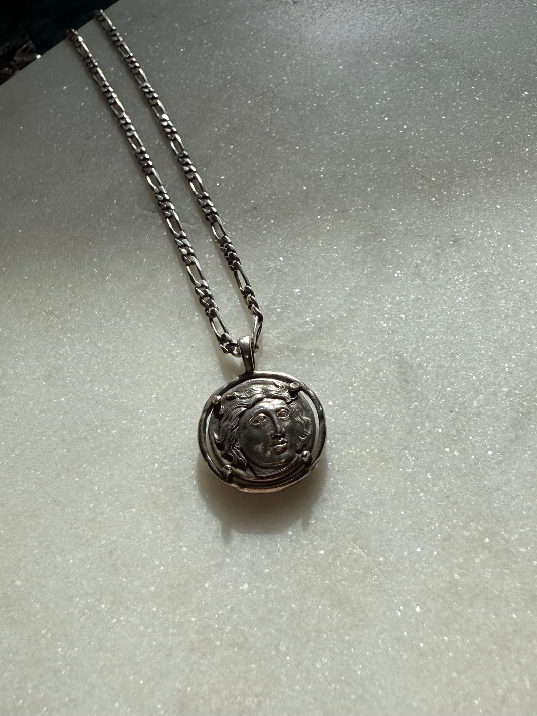 Sterling Silver Coin Necklace 24”