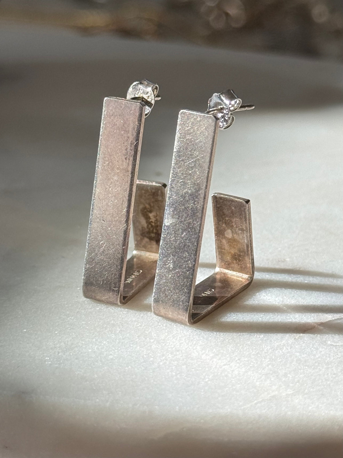 Vintage Triangle Sterling Silver Earrings