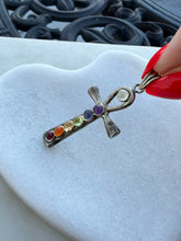 Load image into Gallery viewer, Vintage Cabochon Chakra Sterling Silver Cross Pendant
