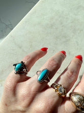 Load image into Gallery viewer, Brutalist Turquoise Sterling Silver Ring Size 3.75

