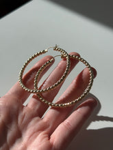 Load image into Gallery viewer, Textured 14k Yellow Gold Large Hoops 2.20”
