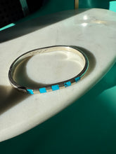 Load image into Gallery viewer, Vintage Mexico Turquoise Inlay Sterling Silver Cuff Bracelet 7”

