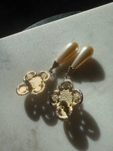 Load image into Gallery viewer, Vintage Pearl Drop Cabochon Gold Plated Earrings
