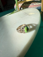 Load image into Gallery viewer, Vintage Green Stone Sterling Silver Ring Size 6.75
