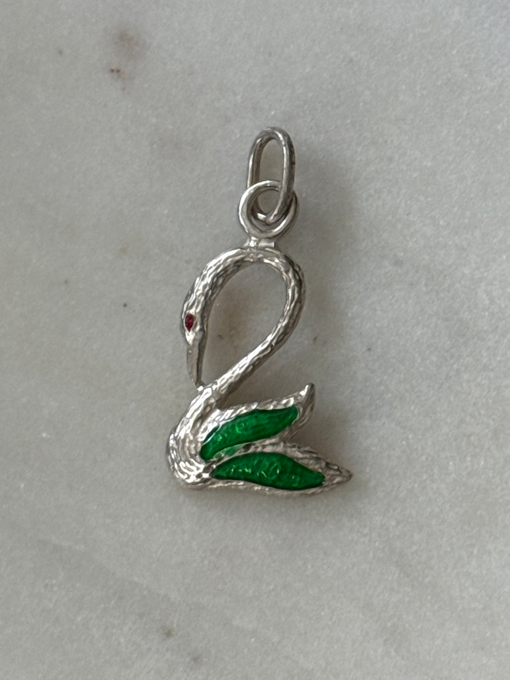 Enamel Swan Sterling Silver Pendant