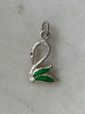 Enamel Swan Sterling Silver Pendant
