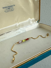 Load image into Gallery viewer, Peridot Garnet Amethyst 14k Gold Micro Box Chain Bracelet 6.5”
