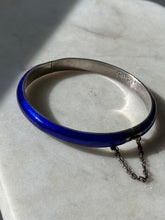 Load image into Gallery viewer, Vintage Blue Enamel Sterling Silver Bangle Bracelet
