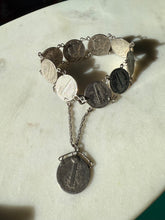 Load image into Gallery viewer, Vintage 1930s-1940s Sterling Silver Coin Bracelet 7”
