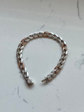 Load image into Gallery viewer, Sterling Silver Two-Tone Cuban Link Bracelet 8”
