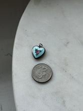 Load image into Gallery viewer, Vintage Guilloche Enamel Sterling Heart Charm
