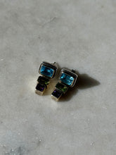 Load image into Gallery viewer, Blue Topaz, Peridot &amp; Amethyst Sterling Silver Earrings
