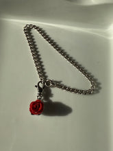 Load image into Gallery viewer, Red Rose Sterling Silver Bracelet 6.5”
