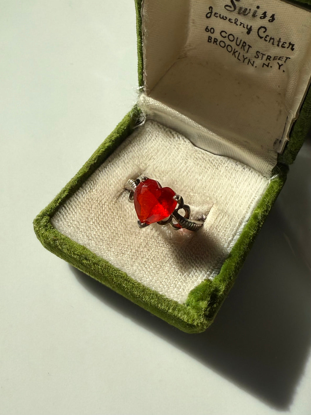 Red Gummy Drop Sterling Silver Heart Ring Size 8.25