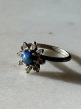Load image into Gallery viewer, Antique Synthetic Star Sapphire Flower Ring Size 6.75
