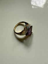 Load image into Gallery viewer, Purple Spinel &amp; CZ Gold Vermeil Ring Size 9.25
