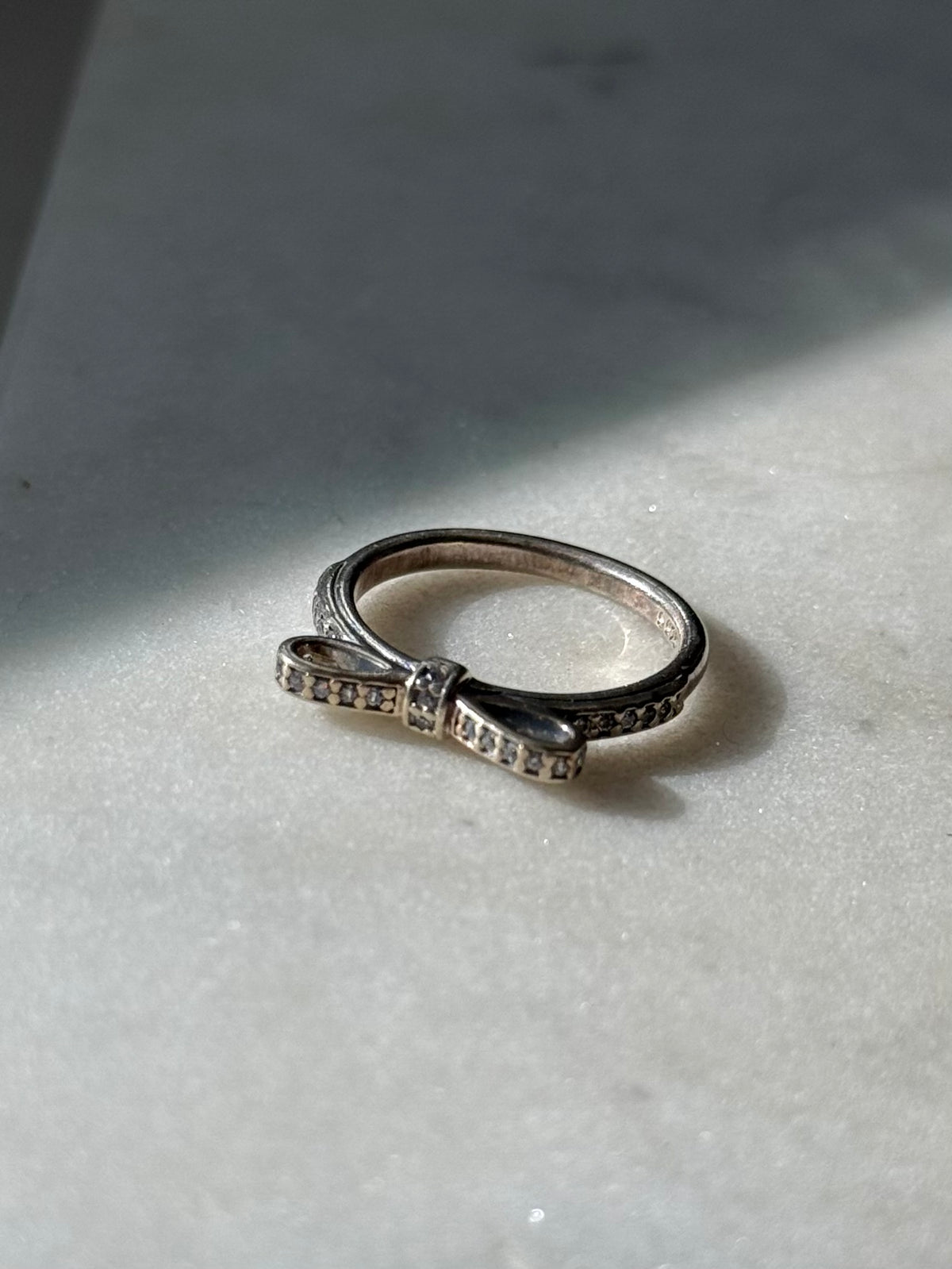 Sterling Silver CZ Bow Ring Size 5.25