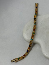 Load image into Gallery viewer, Vintage 1970s Gold Plated Multistone Bracelet 7”
