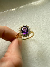 Load image into Gallery viewer, Purple Spinel &amp; CZ Gold Vermeil Ring Size 9.25
