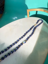 Load image into Gallery viewer, Blue Cloisonné 14k Gold Beaded Necklace 18.5”
