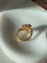 Load image into Gallery viewer, Flower Amethyst Ruby Gold Vermeil Ring Size 7
