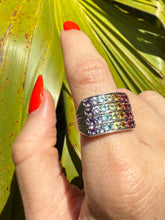 Load image into Gallery viewer, Rainbow Multistone Sterling Silver Ring Size 8.5
