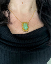 Load image into Gallery viewer, Art Deco Era Etched 14k Gold Turquoise Necklace
