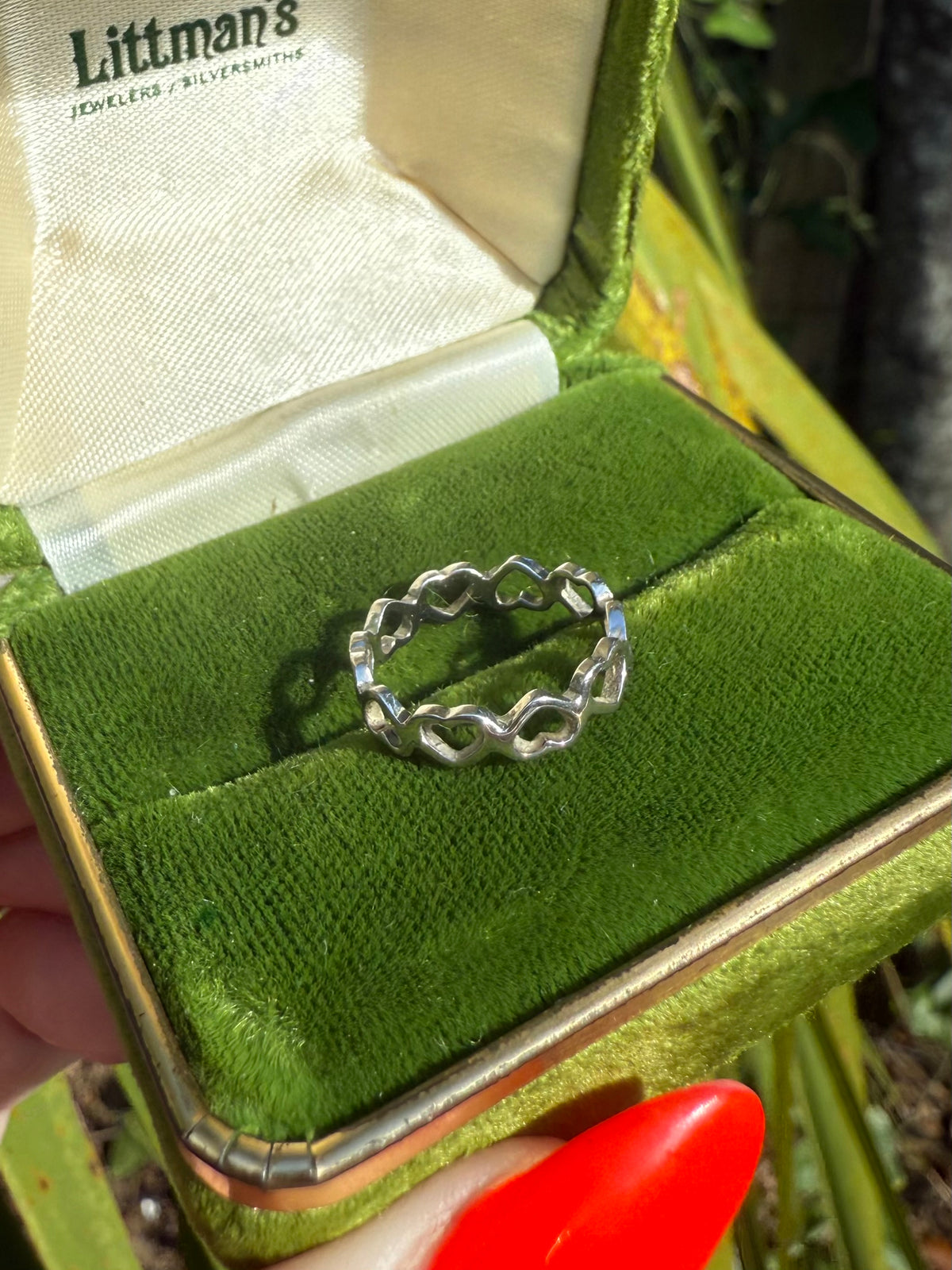 Heart Link Sterling Silver Ring Size 4.25