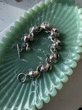 Load image into Gallery viewer, Green Enamel Eye Chunky Frog Sterling Silver Bracelet 8”
