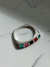 Load image into Gallery viewer, Multistone Inlay Sterling Silver Ring Size 8
