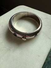Load image into Gallery viewer, Mexico Modernist Black Onyx Inlay Solid Sterling Bangle Bracelet 6.75”
