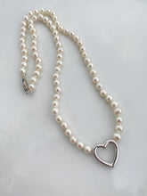 Load image into Gallery viewer, Pearl Sterling Silver Heart Necklace
