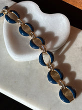 Load image into Gallery viewer, Jacqueline Kennedy Gold Plated Blue Enamel Bracelet 8.5”
