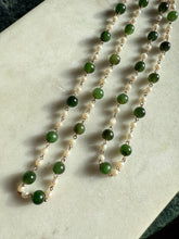Load image into Gallery viewer, Vintage 1/20 12k Gold Filled Jade &amp; Pearl Necklace 29”
