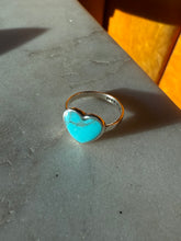 Load image into Gallery viewer, Turquoise Sterling Silver Heart Ring Size 6.25
