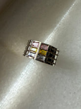 Load image into Gallery viewer, Pastel Glass Sterling Silver Wide Ring Size 6.75
