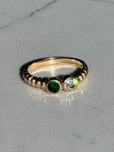 Load image into Gallery viewer, Diamond &amp; Emerald Bezel Set 14k Gold Ring
