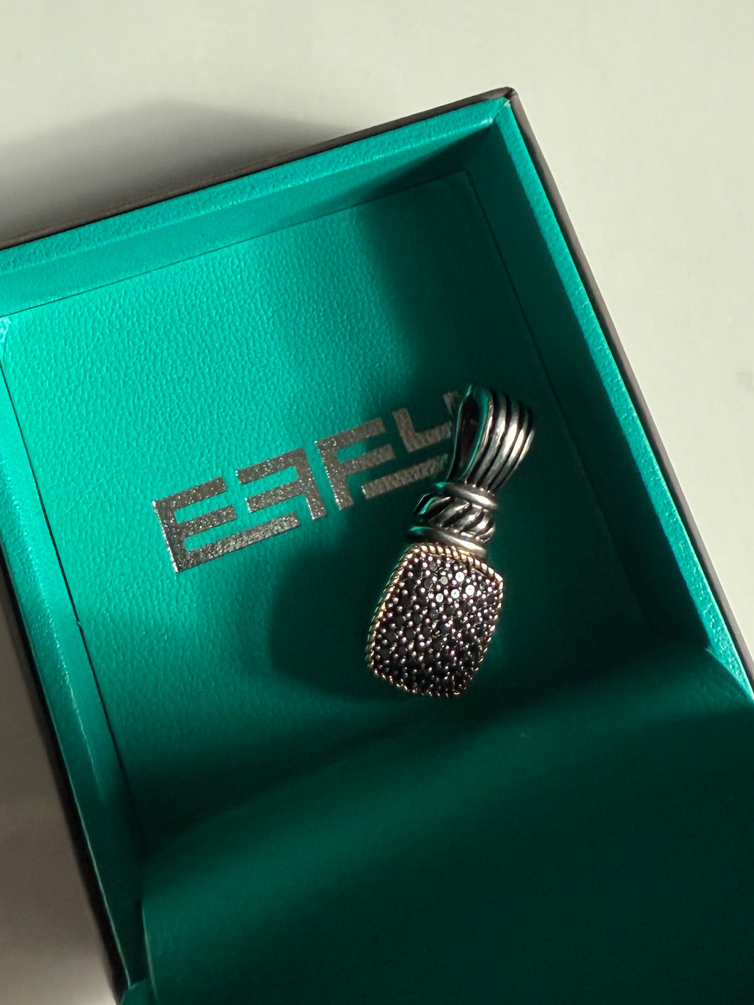 Effy Sterling Silver & 14k Gold Diamond Pendant
