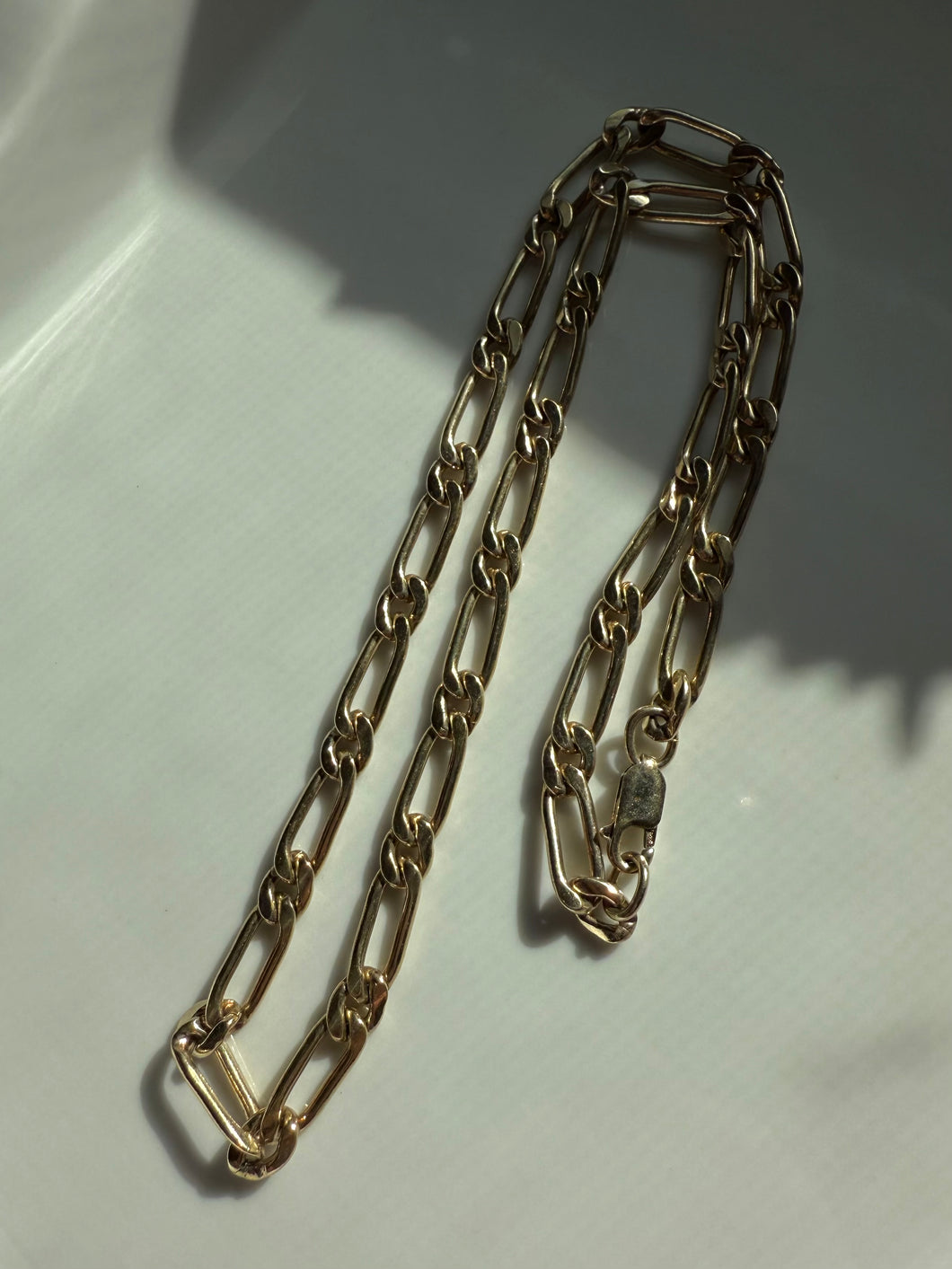 Figaro Link Gold Vermeil Sterling Necklace 20”