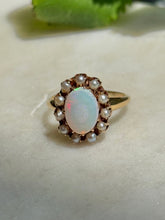Load image into Gallery viewer, Antique 14k Gold Pearl &amp; Opal Ring Size 6
