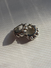 Load image into Gallery viewer, Mini Heart Sterling Silver Hoop Earrings

