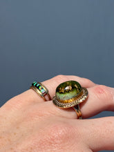 Load image into Gallery viewer, Vintage Southwestern Opal Black Onyx Inlay 14k Gold Ring Size 6
