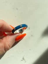 Load image into Gallery viewer, Blue Enamel CZ Sterling Silver Band

